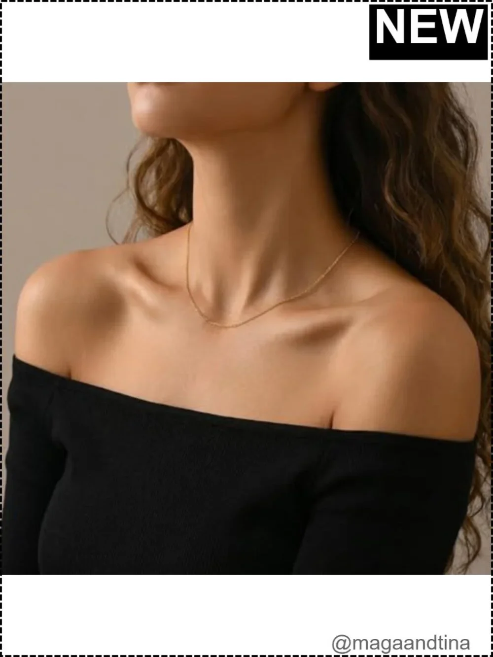 Dainty 18K Gold Plated Chain Necklace for Women - Cable Chain, 16 inch